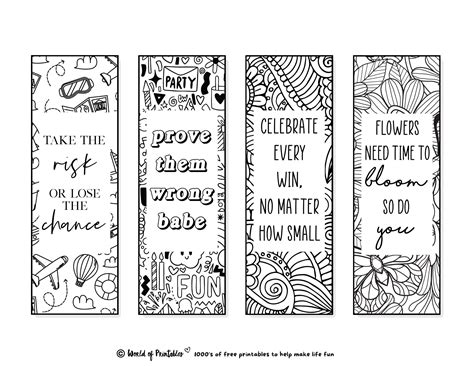 Free Printable Inspirational Bookmarks To Color